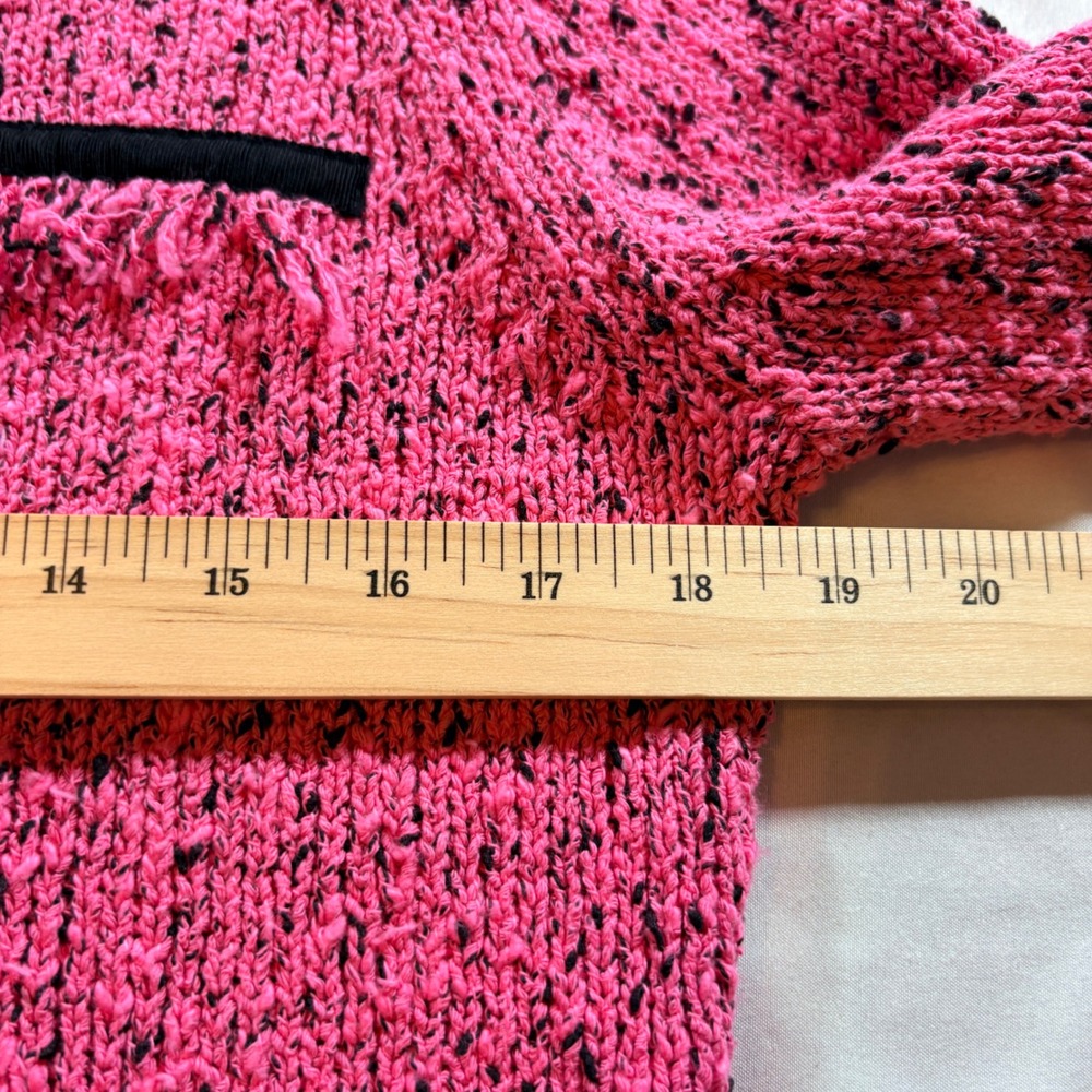 Lauren Hansen Silk Blend Boucle Knit Jacket Womens Large Pink‎ Fringe Zip Up - Picture 4 of 7